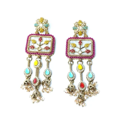 Antique Multicolor Stone Dangle Earrings