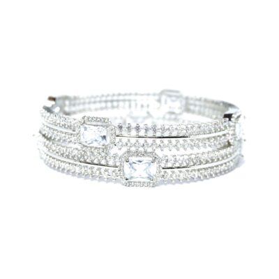 Silver-tone Alloy with Cubic Zirconia bangles