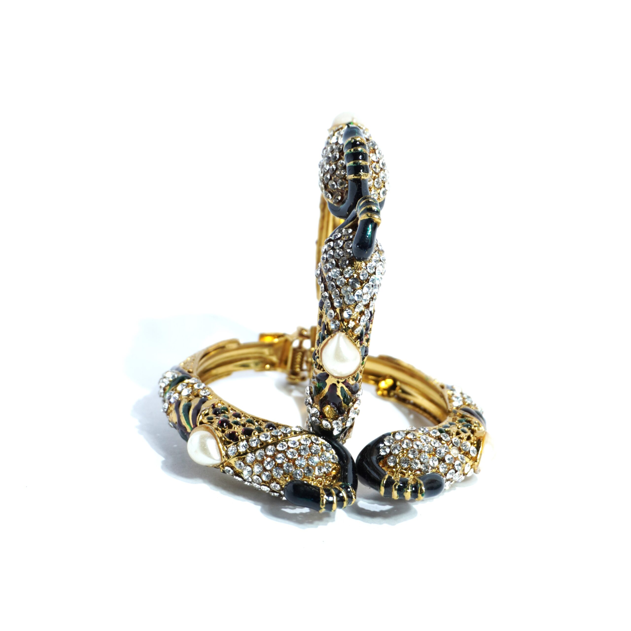 Gold-Plated Multi-Color Peacock Design Bangles