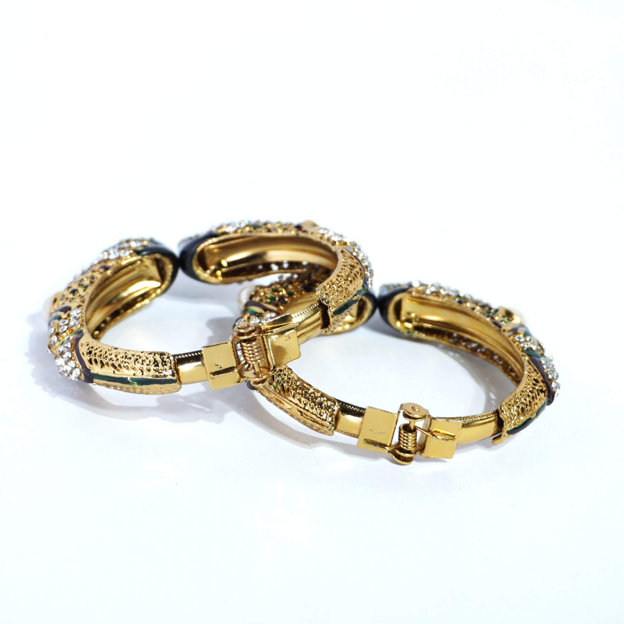 Gold-Plated Multi-Color Peacock Design Bangles