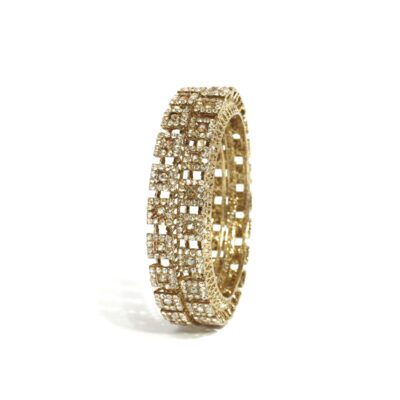 Gold-Tone Cubic Zirconia Designer Bangle Set for Women