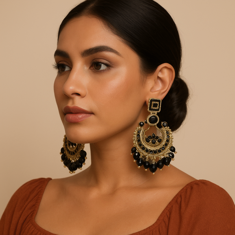 Elegant Portrait with Chandelier Earrings