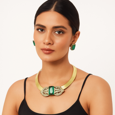 women wearing Emerald Elegance Necklace