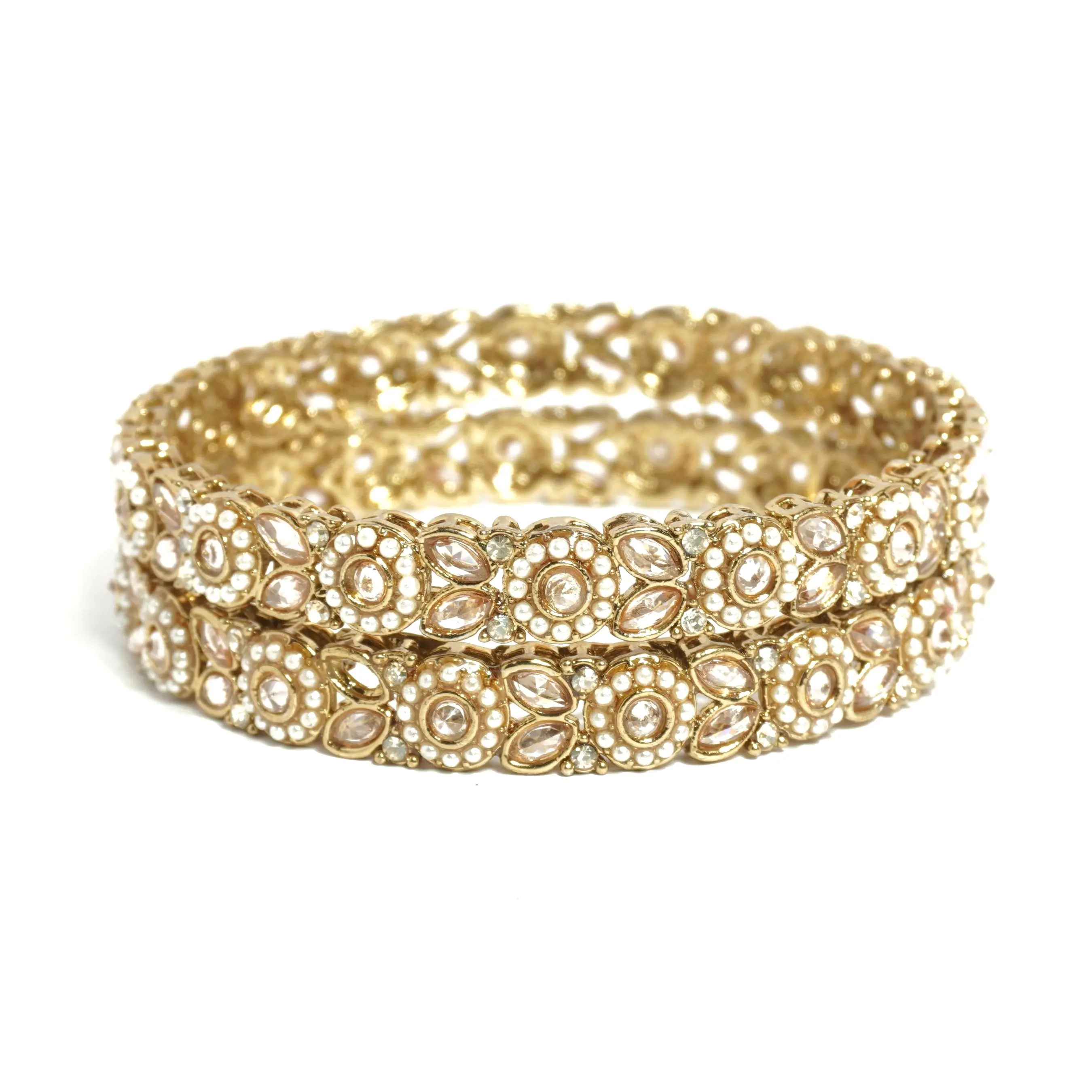 Close-up of polki stone and seed pearl detailing