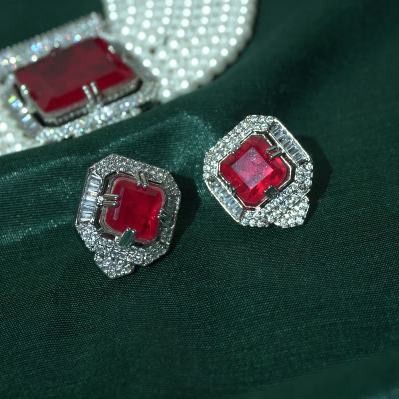 Ruby Red choker necklace set