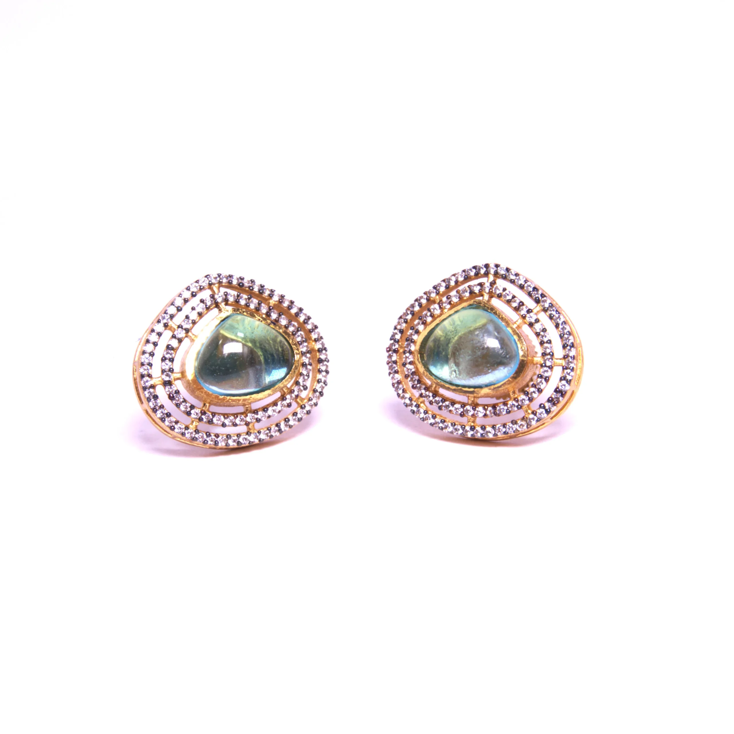 All That Glitters Stone Stud Earrings with Crystal Halo