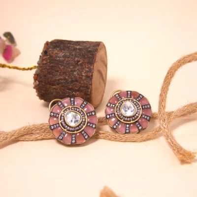 pink floral stud earrings by all that glitters