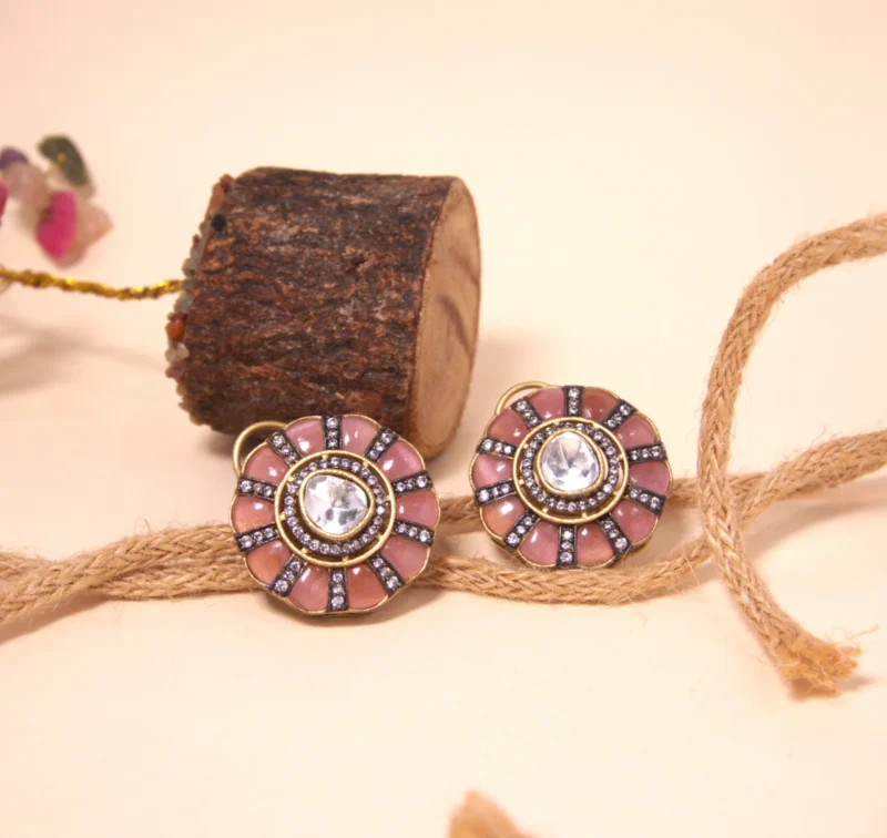 pink floral stud earrings by all that glitters