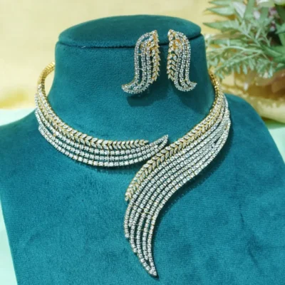gold tone ad necklace set for women