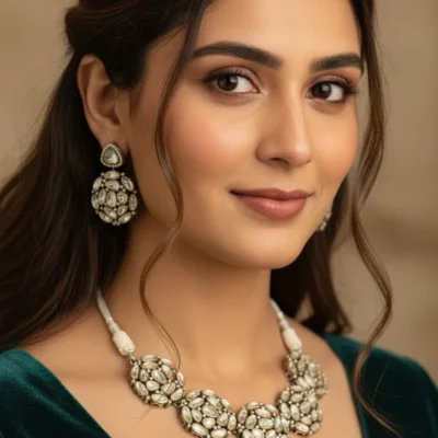 All That Glitters Antique Kundan Choker Necklace Set shoot