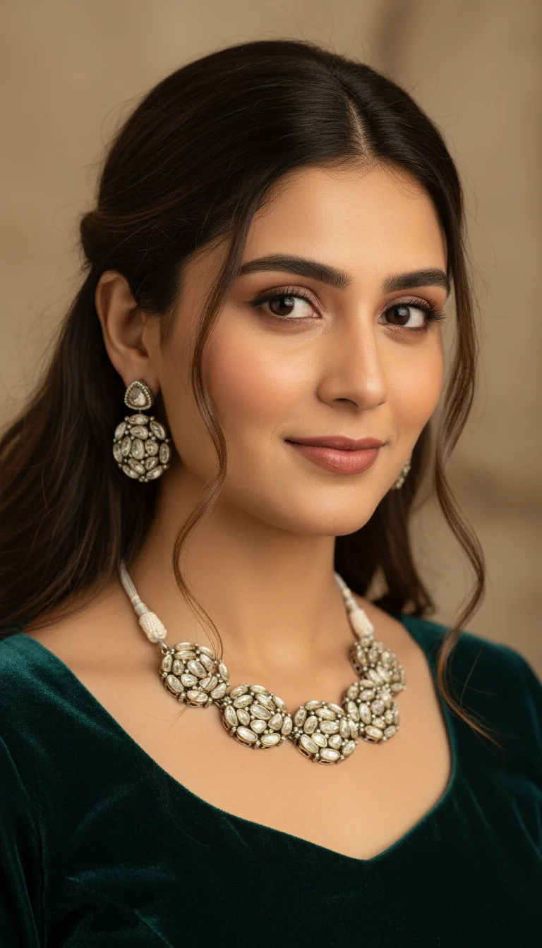 All That Glitters Antique Kundan Choker Necklace Set shoot