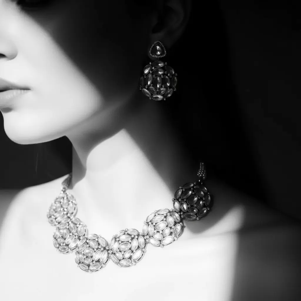 Antique Kundan Choker Necklace Set | SF-10046 - Image 4