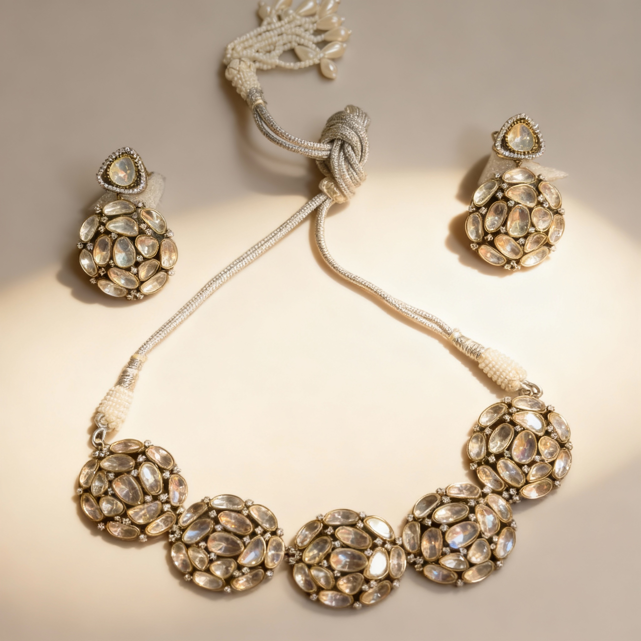 Antique Kundan Choker Necklace Set | SF-10046 - Image 5