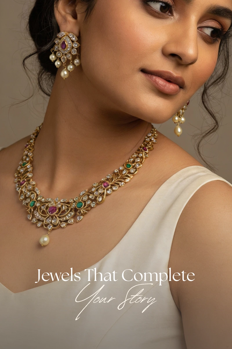Kundan Necklace Set with Ruby & Emerald Stones