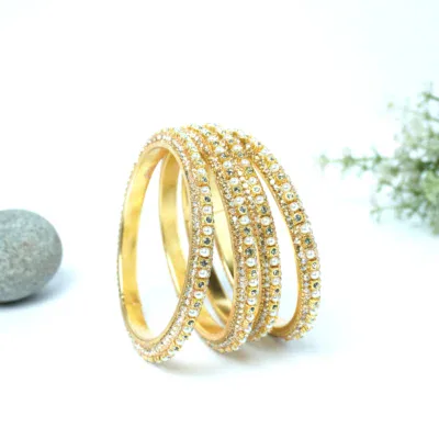 Zicron Pearl Gold Bangle Set