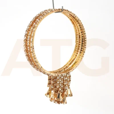 Gold-Plated Zircon Stone Latkan Bangles Set for Women & Girls