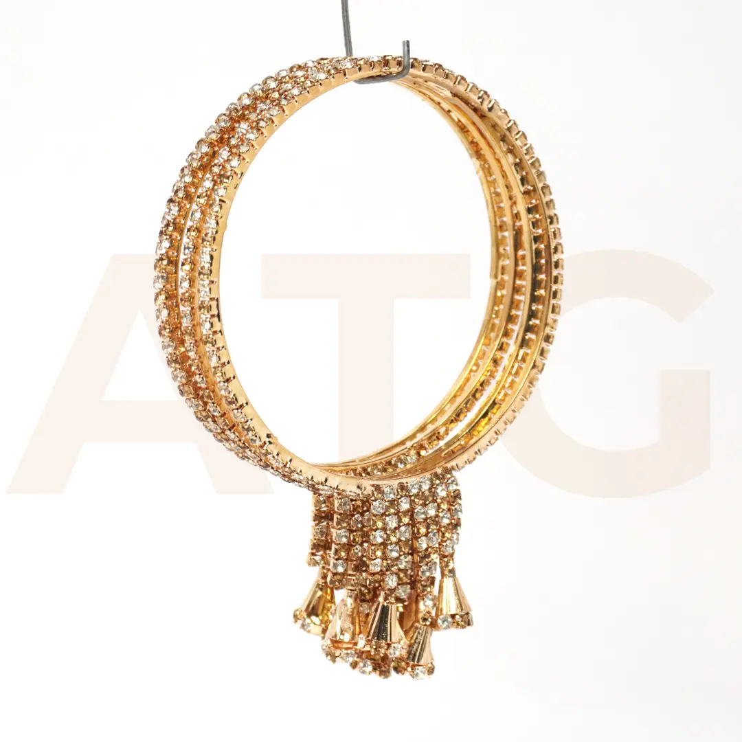 Gold-Plated Zircon Stone Latkan Bangles Set for Women & Girls