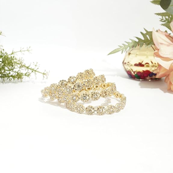 Gold Plated Kundan & Stone Bangle Set for Women & Girls | Traditional Ethnic, Wedding, Festive, Party Bangles - Image 2