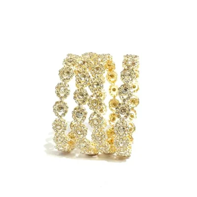 All That Glitters Gold Plated Kundan & Stone Bangle Set for Women