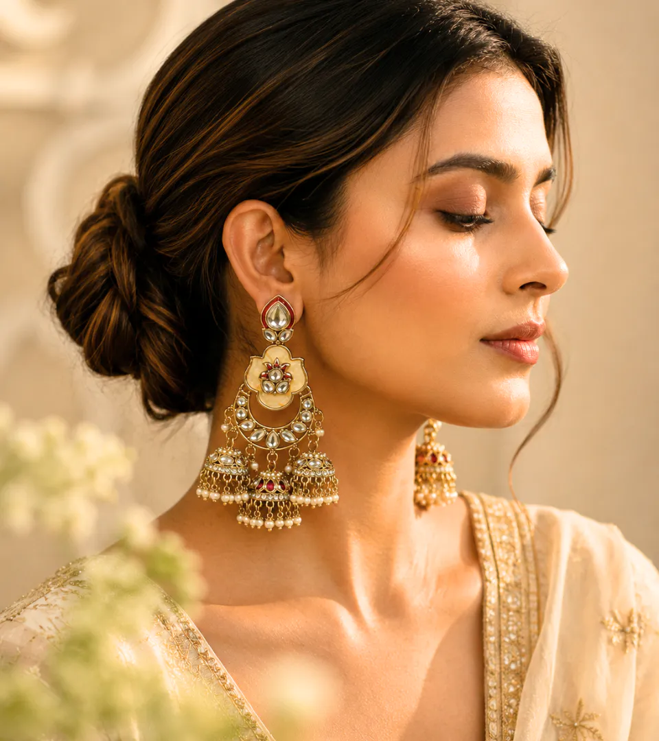 Handcrafted Kundan earrings — All That Glitters