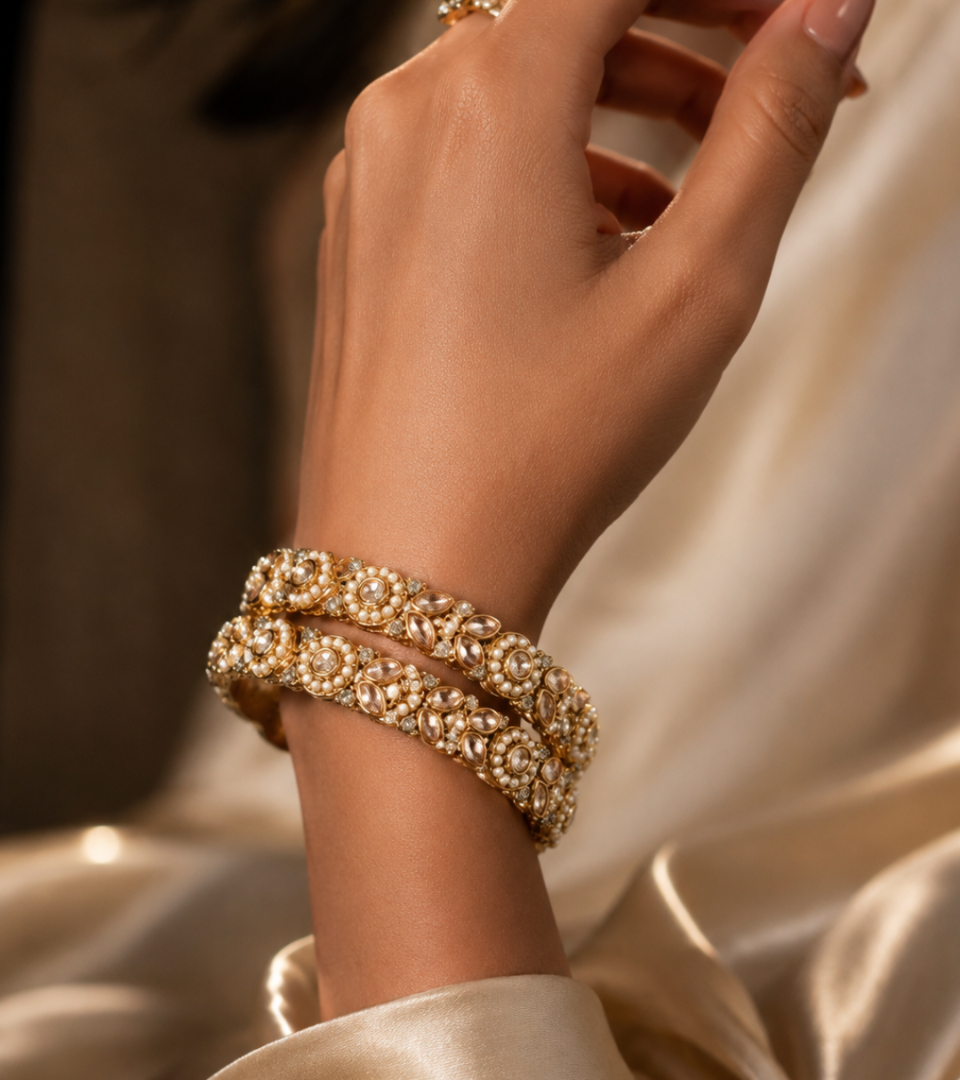Handcrafted Polki bangles — All That Glitters