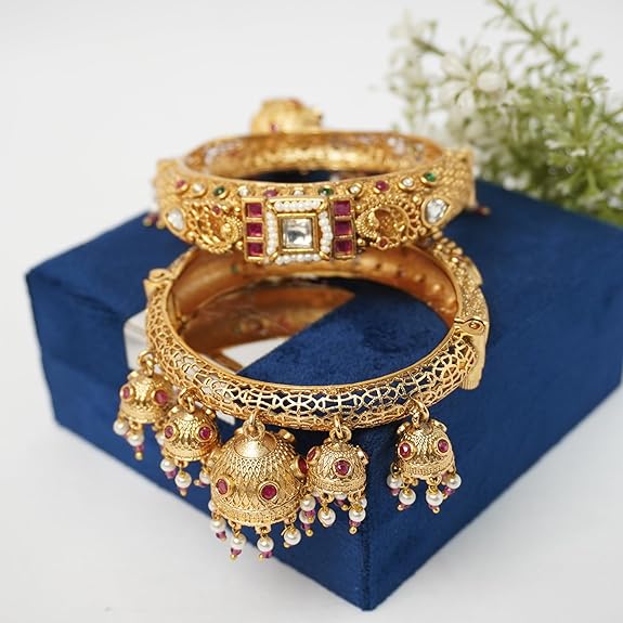 Kundan Polki Bangle Set for Women – Stunning Bridal Pair | ATG - Image 2