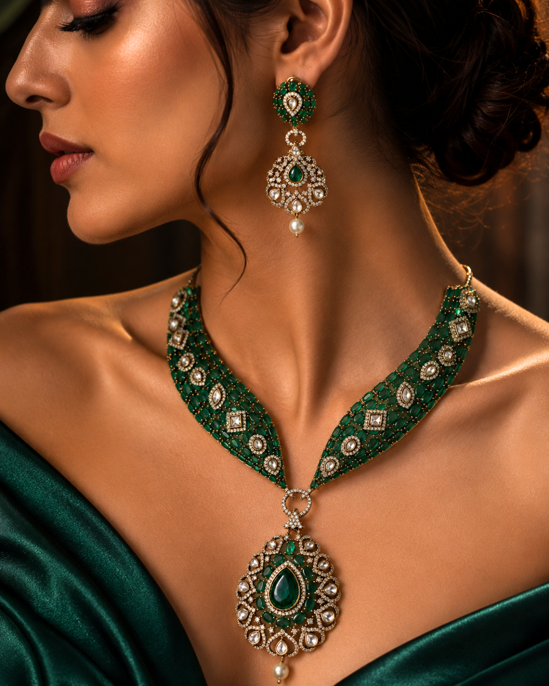 Ruby Emerald Polki Kundan Necklace — All That Glitters