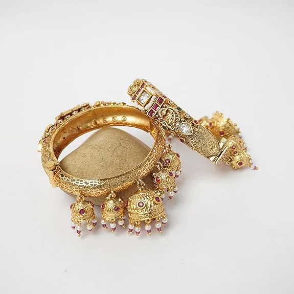 Kundan Polki Bangle Set for Women – Stunning Bridal Pair | ATG - Image 3