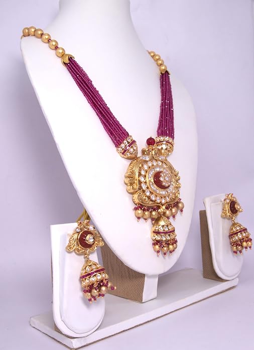 Antique Kundan-Style Long Necklace - Image 2