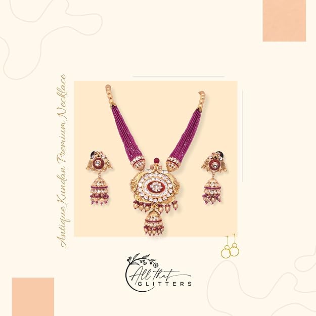 Antique Kundan-Style Long Necklace - Image 4