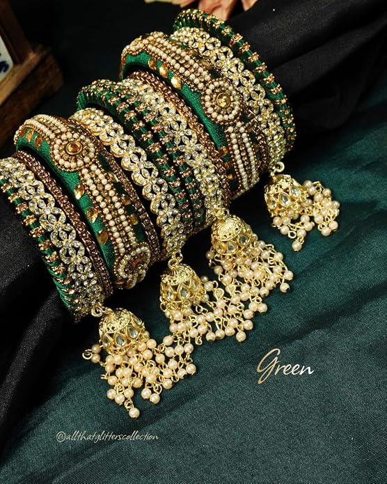 Bridal Latkan Chooda Bangle Set – 3 Elegant Colours - Image 4
