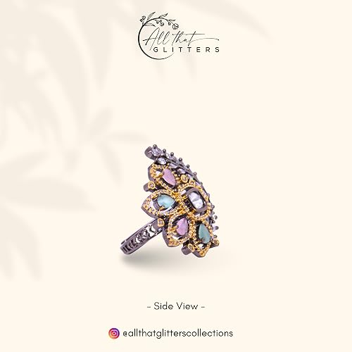 Bridal Zircon Ring| Multicolor Traditional Statement Ring - Image 2