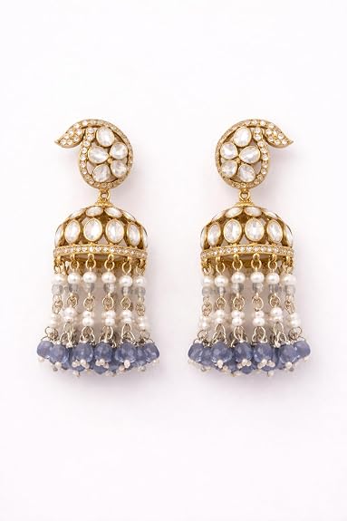 Traditional Necklace Set for Women | Blue Bead Kundan-Style - Image 4