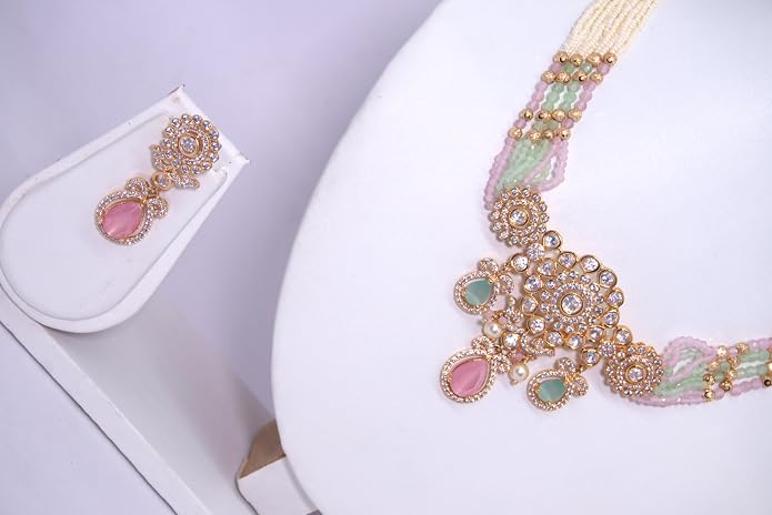 Antique Kundan-Style Pastel Bridal Jewellery - Image 3