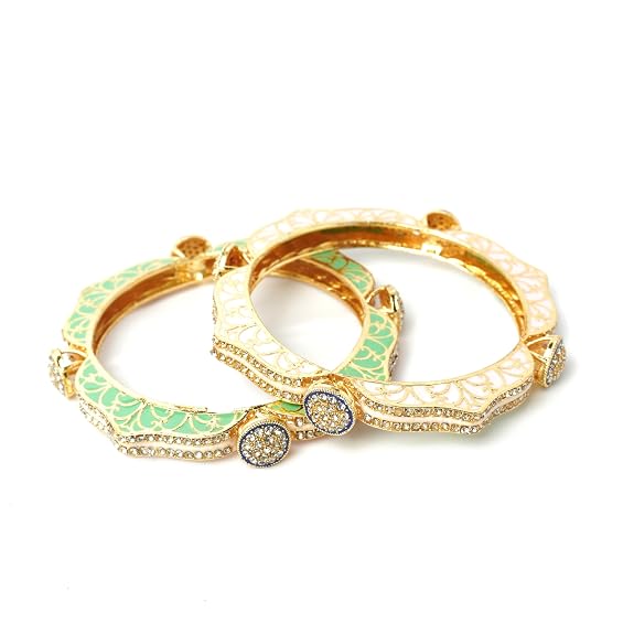 Mint Green & Ivory Meenakari Kada