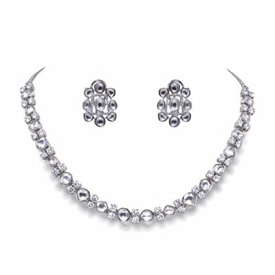 Moissanite Necklace Set for Women Orion Silver Tone Jewellery