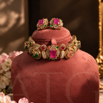 Victorian Ruby Choker Necklace Set