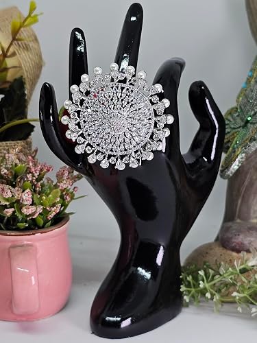 Zircon Statement Ring| Sunburst Designer Adjustable Wedding Ring - Image 2