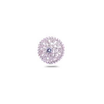 Zircon halo ring for women with round-cut centre stone