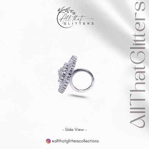 Zircon Halo Ring | Elegant White Statement Ring for Wedding - Image 4