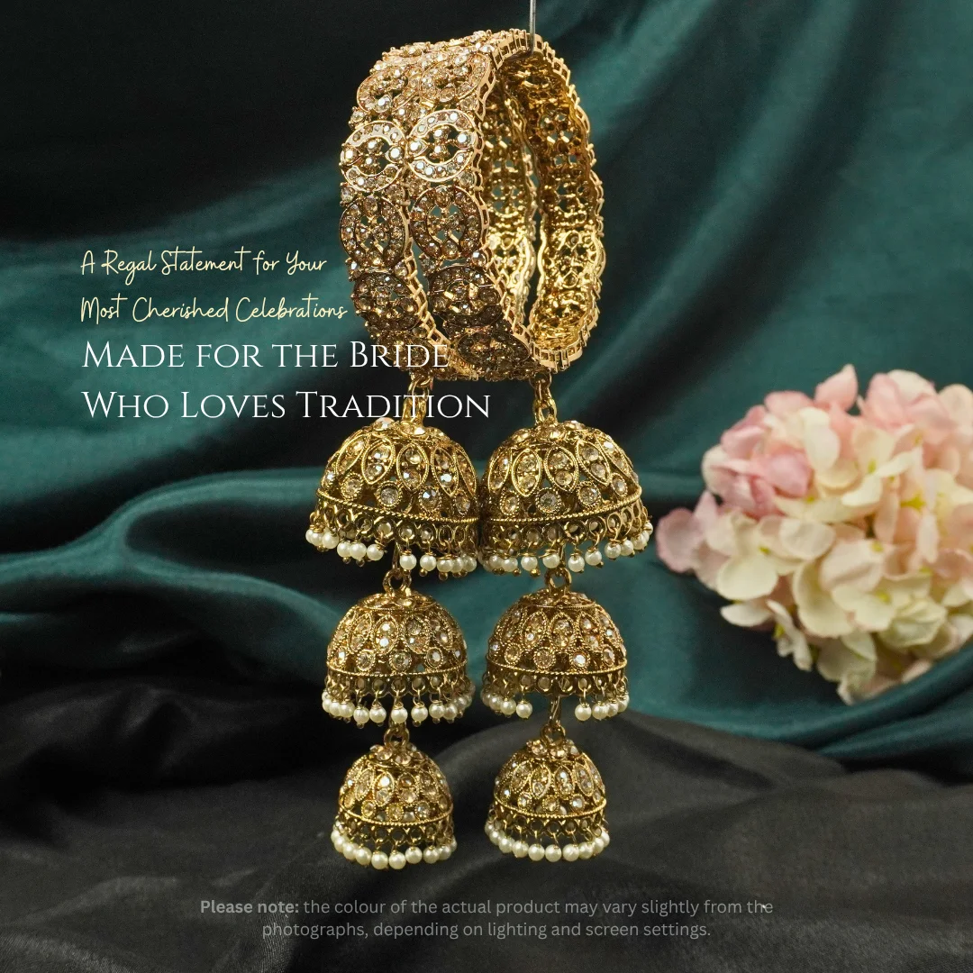 Kundan Bridal Bangle Set with Jhumka Latkan - Image 4