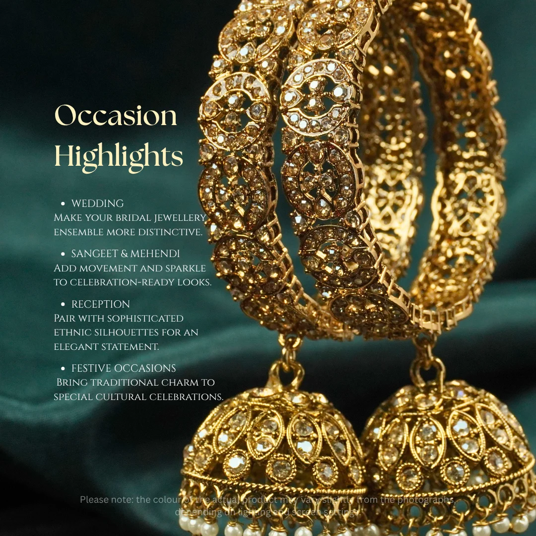 Kundan Bridal Bangle Set with Jhumka Latkan - Image 6