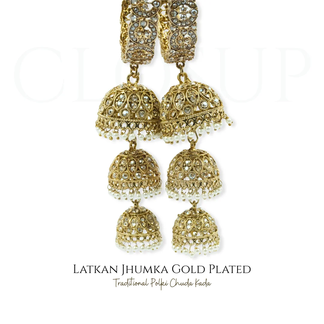 Kundan Bridal Bangle Set with Jhumka Latkan - Image 3