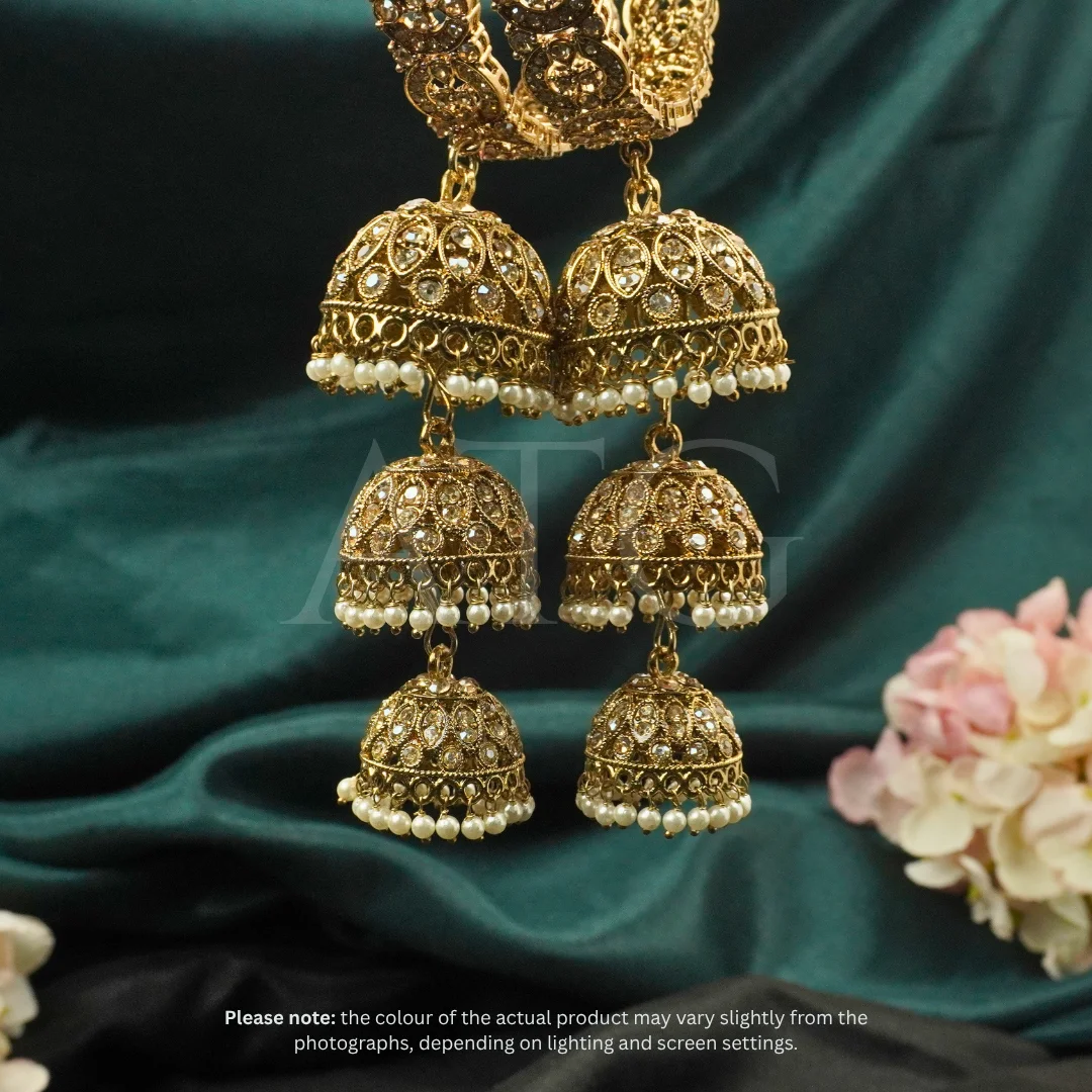 Kundan Bridal Bangle Set with Jhumka Latkan - Image 5