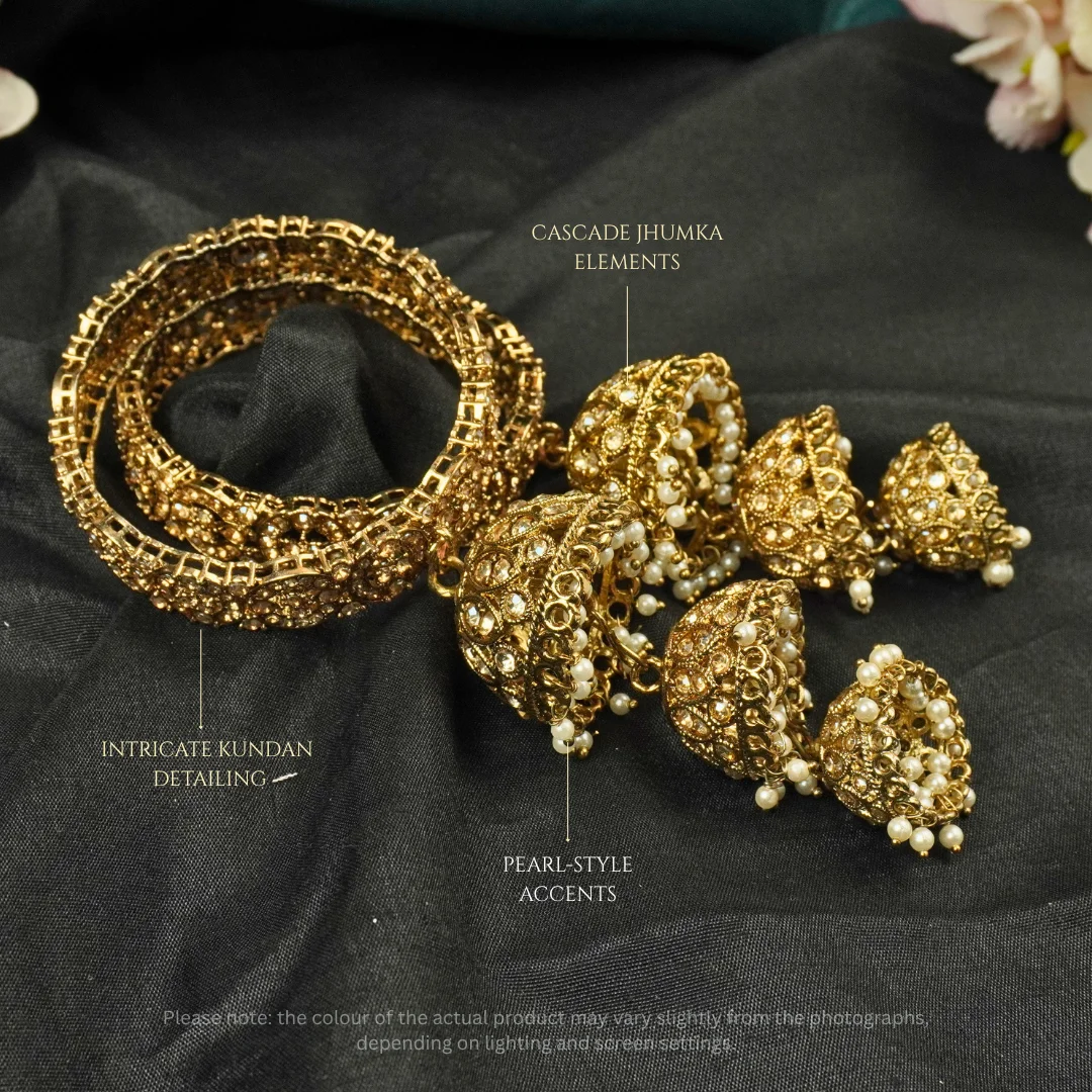 Kundan Bridal Bangle Set with Jhumka Latkan - Image 7