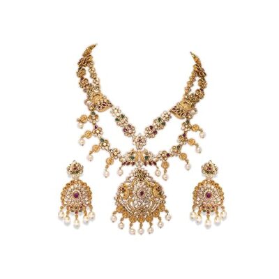 ntique Jadau Kundan Necklace Set