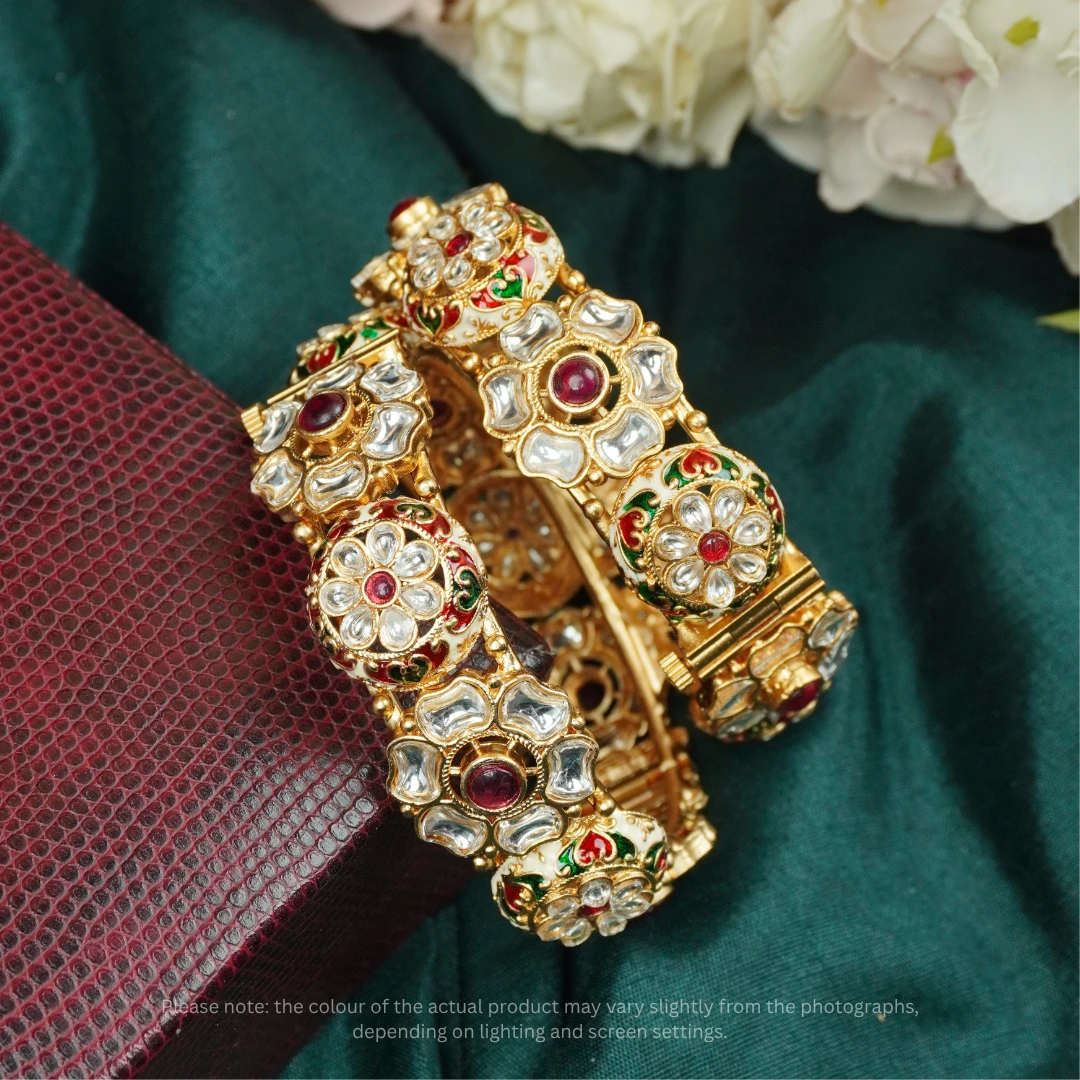 Gulbahar Kundan Copper Bangles | Festive and Bridal Jewellery - Image 7