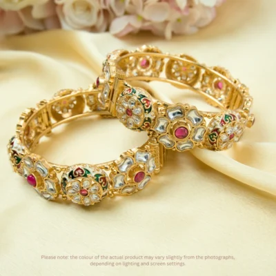 Gulbahar Kundan Copper Bangles