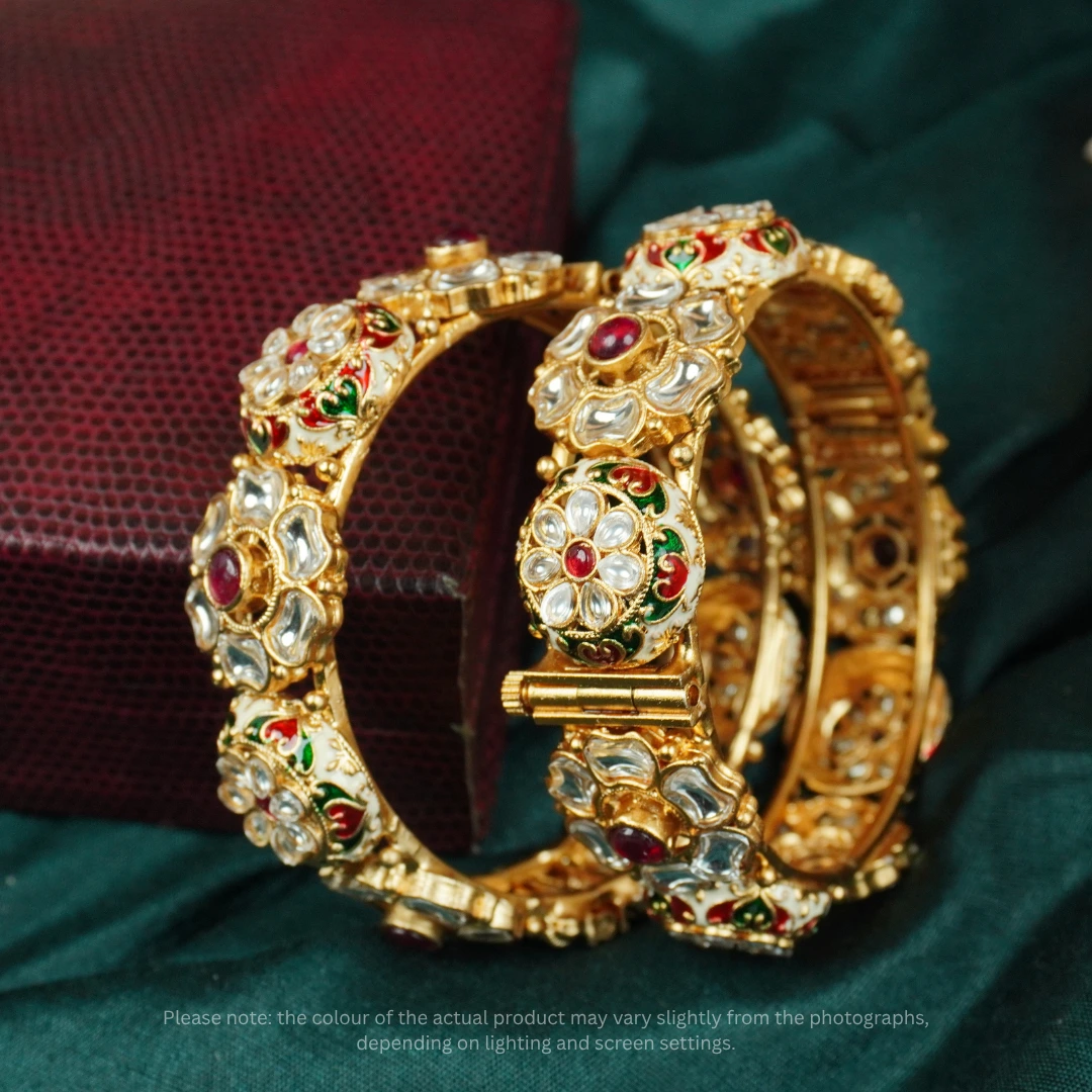 Gulbahar Kundan Copper Bangles | Festive and Bridal Jewellery - Image 6