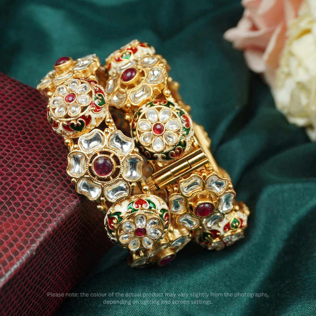 Gulbahar Kundan Copper Bangles | Festive and Bridal Jewellery - Image 5